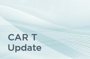 Text: "CAR T Update" on wavy light-blue background
