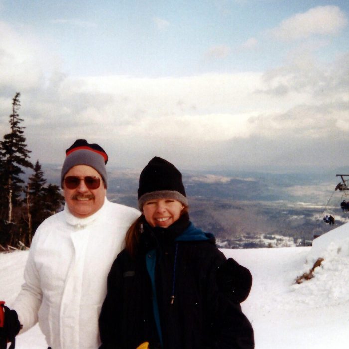 Dad and Mara ski slope